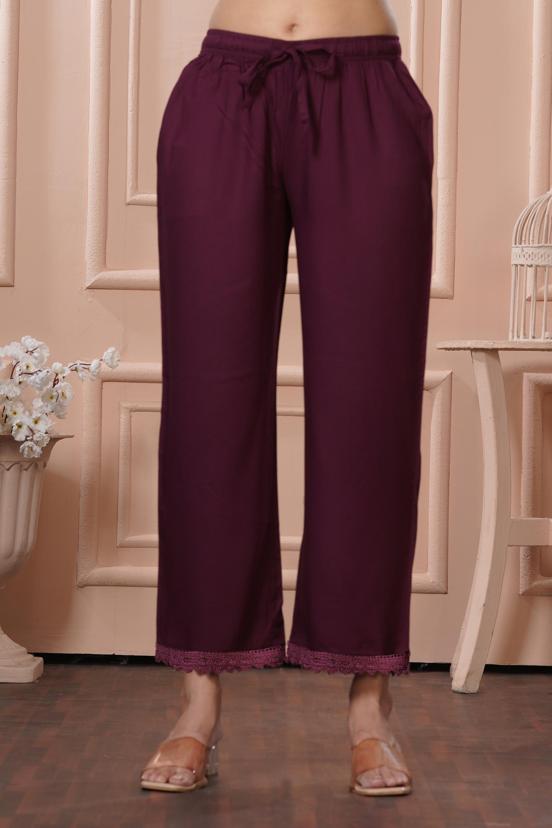 BulBul Lily Wine Printed Rayon Kurta Set