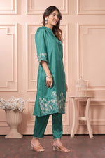 Thumbnail for BulBul Kuhu Green Muslin Kurta Set With Dupatta