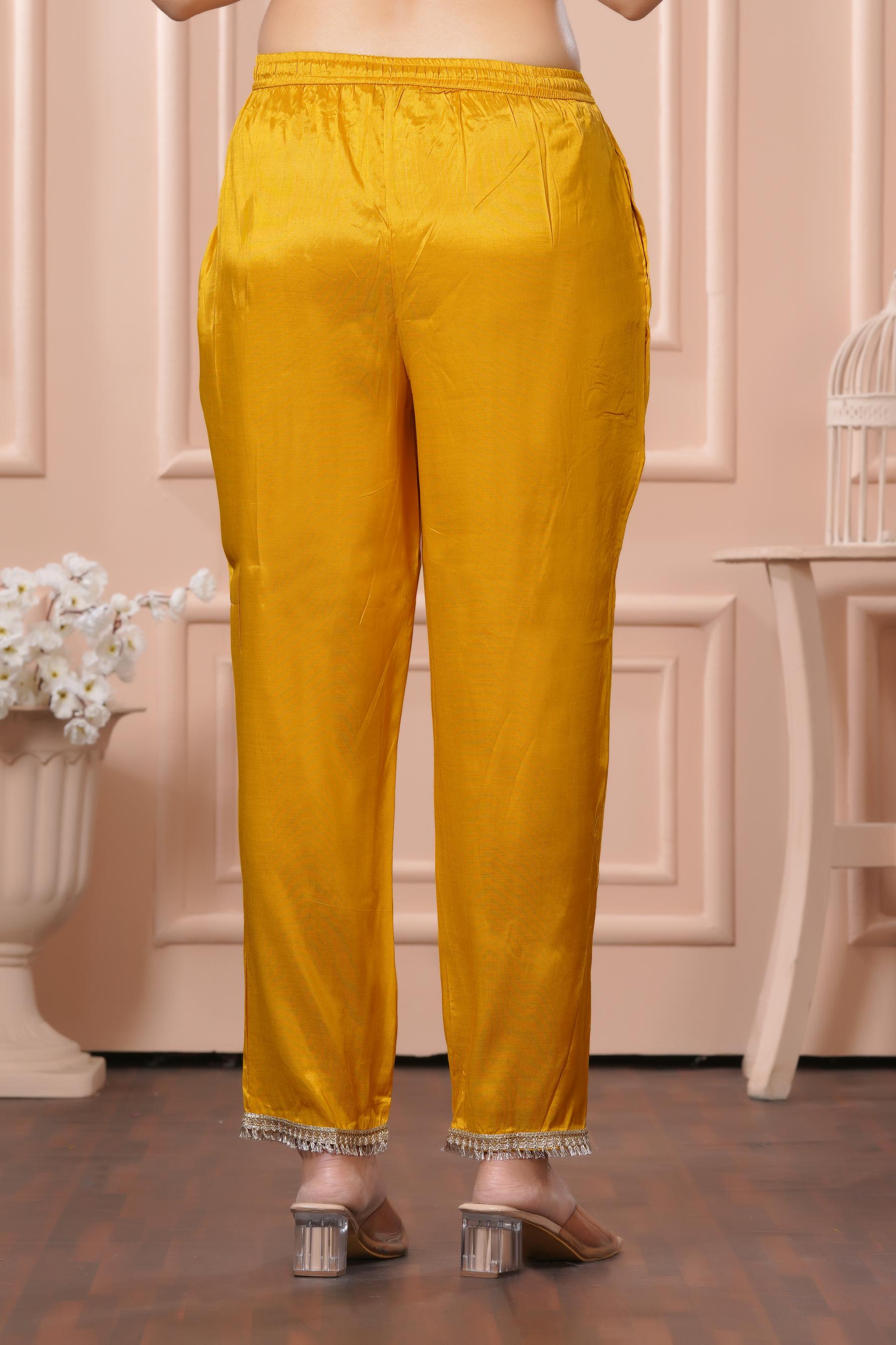 BulBul Kuhu Mustard Muslin Kurta Set With Dupatta