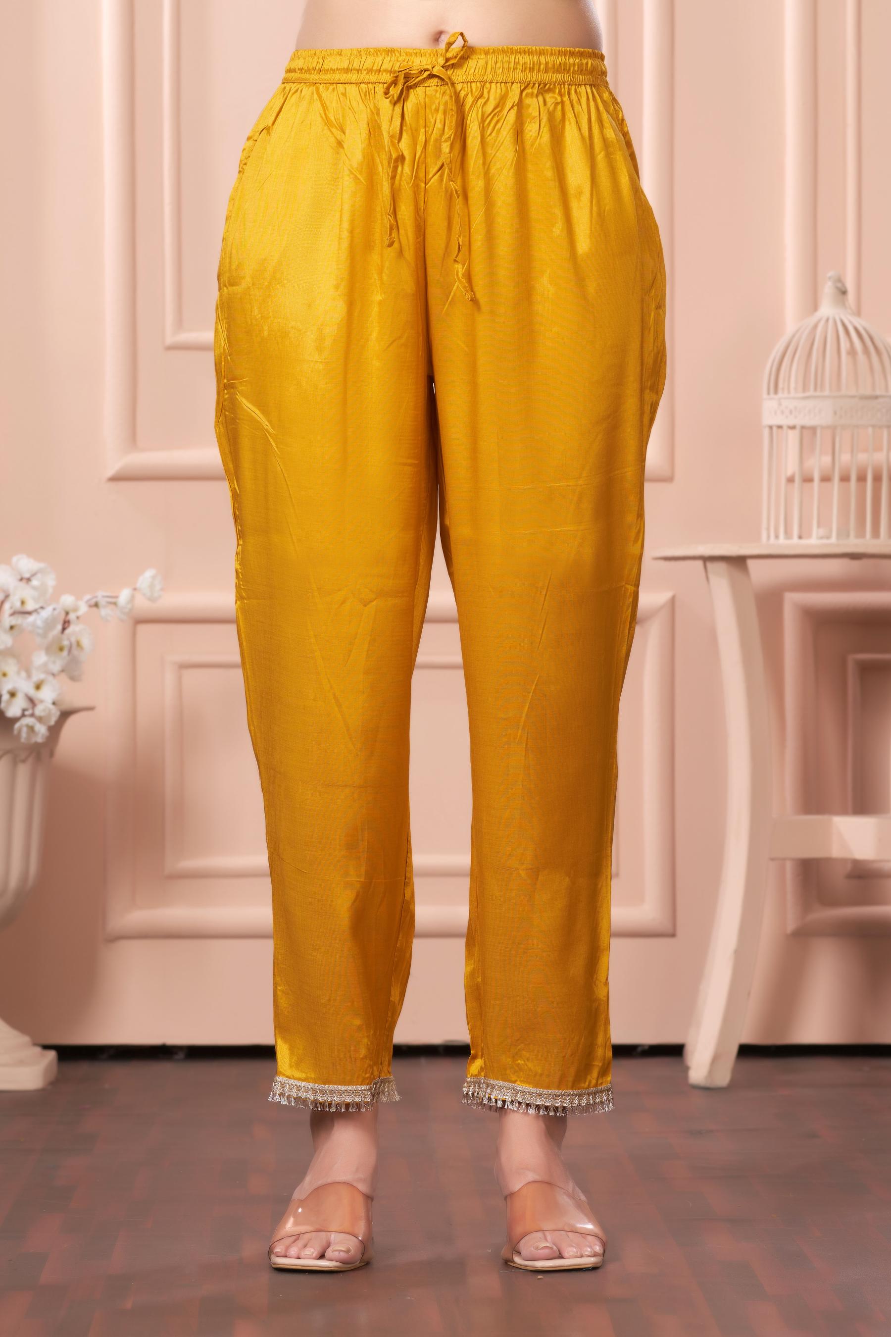 BulBul Kuhu Mustard Muslin Kurta Set With Dupatta
