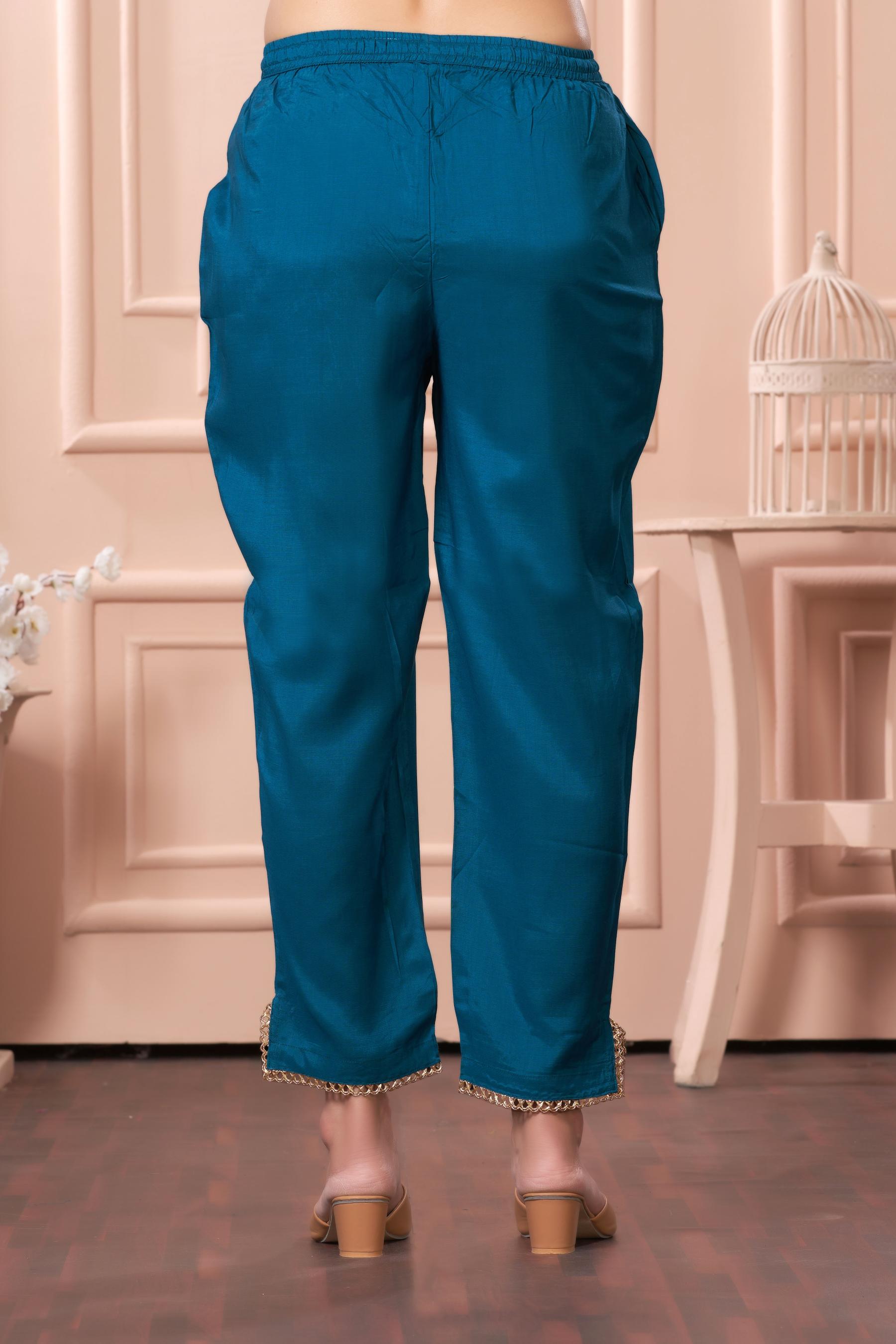 BulBul Adab Muslin Teal Kurta Set with Dupatta