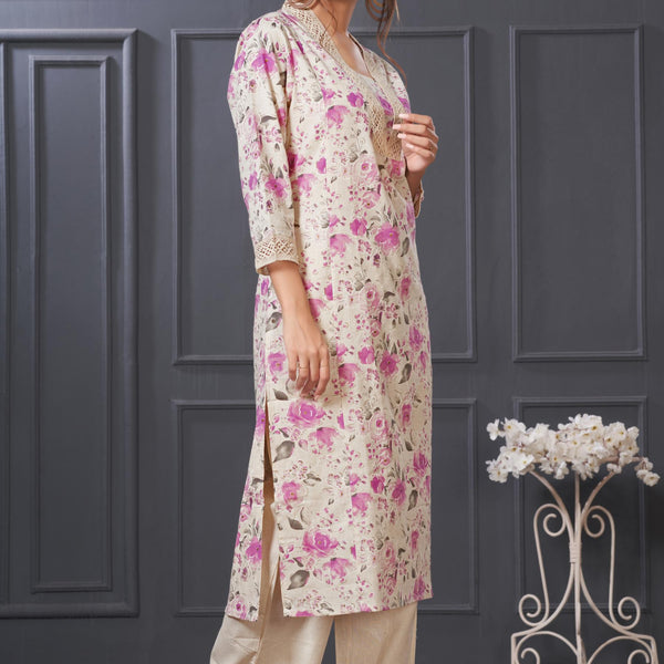 BulBul Hazel Purple Floral Cotton Kurta Set