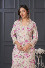 Thumbnail for BulBul Hazel Purple Floral Cotton Kurta Set