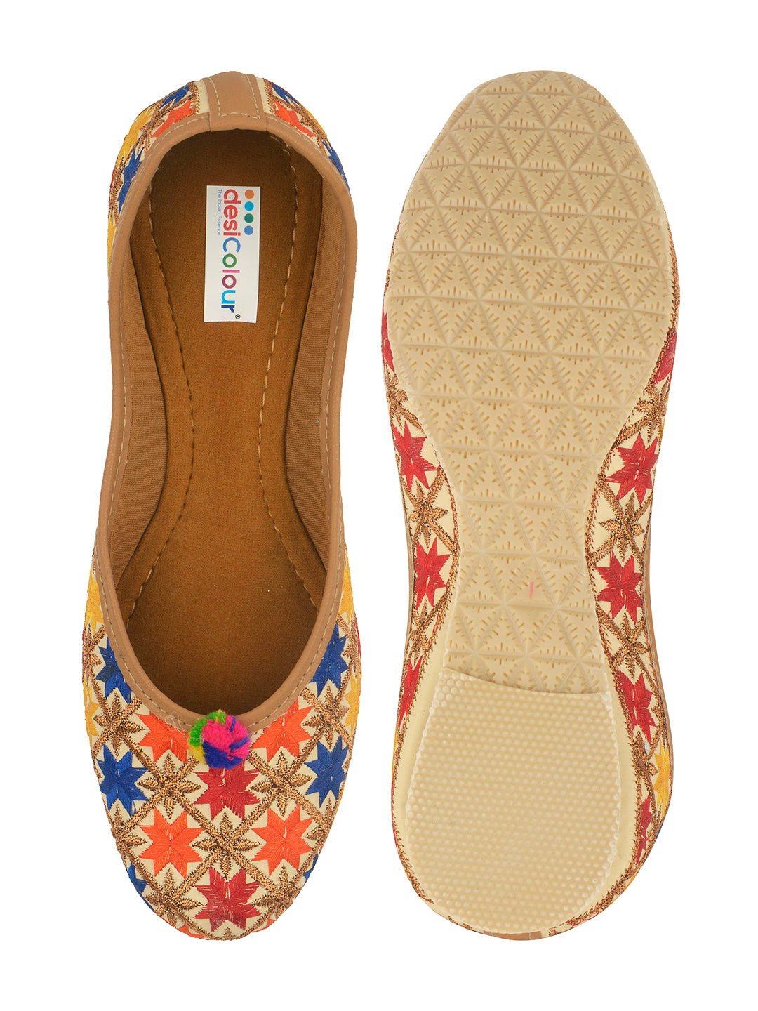 Desi Colour Women Indian Ethnic Footwear-Office Wear Ultra Comfortable Phulkari Work - Distacart