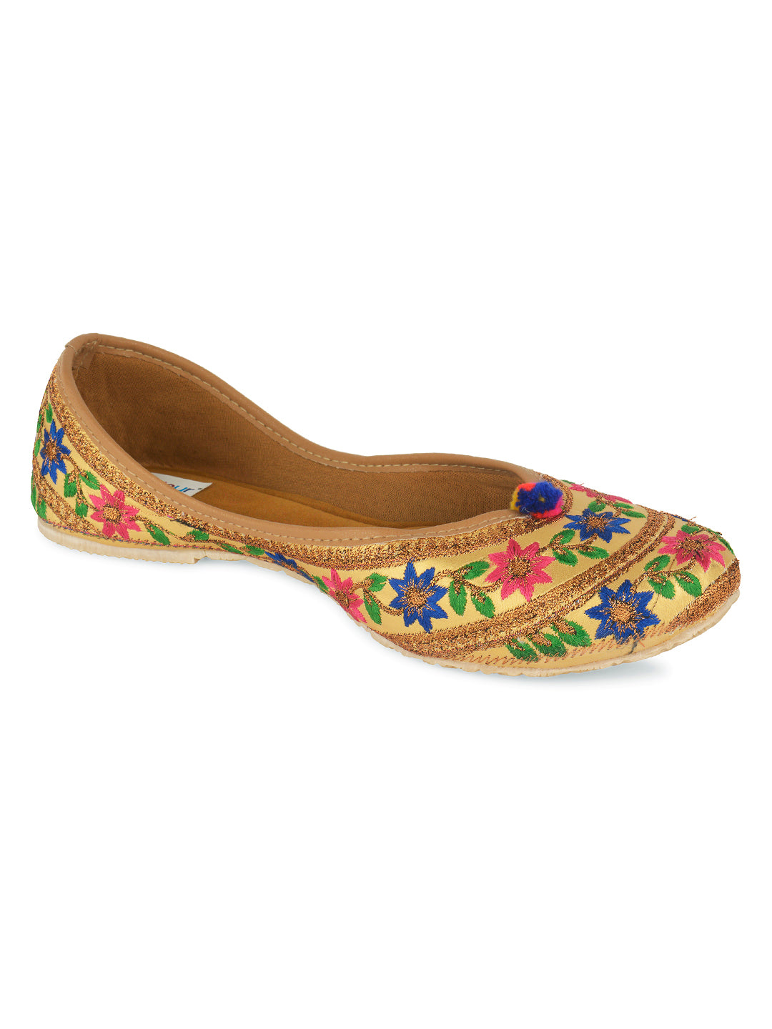Desi Colour Women Indian Ethnic Footwear-Floral Gold - Distacart