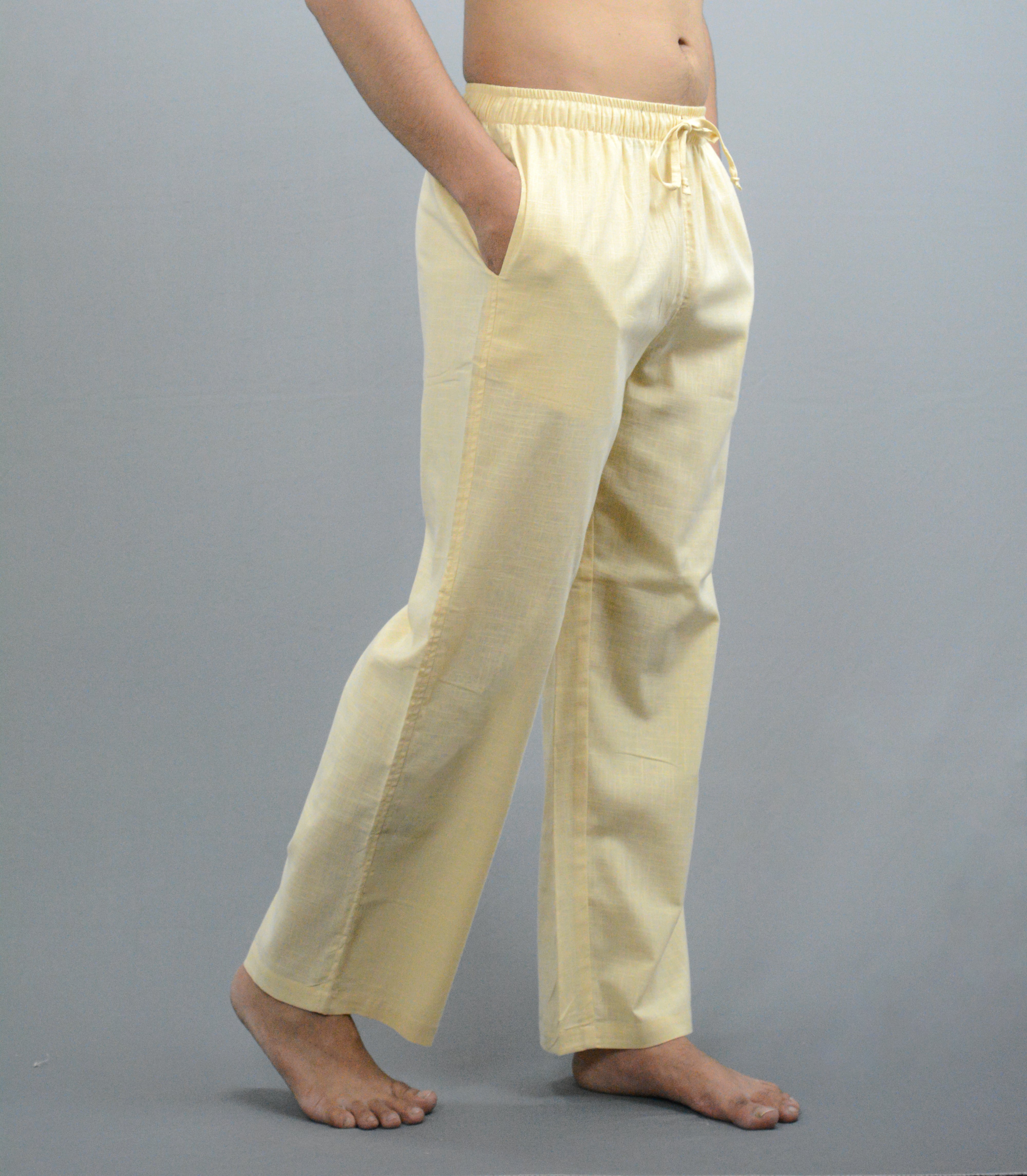 Fabmade Peach & Beige Combo Linen Pajama - Distacart