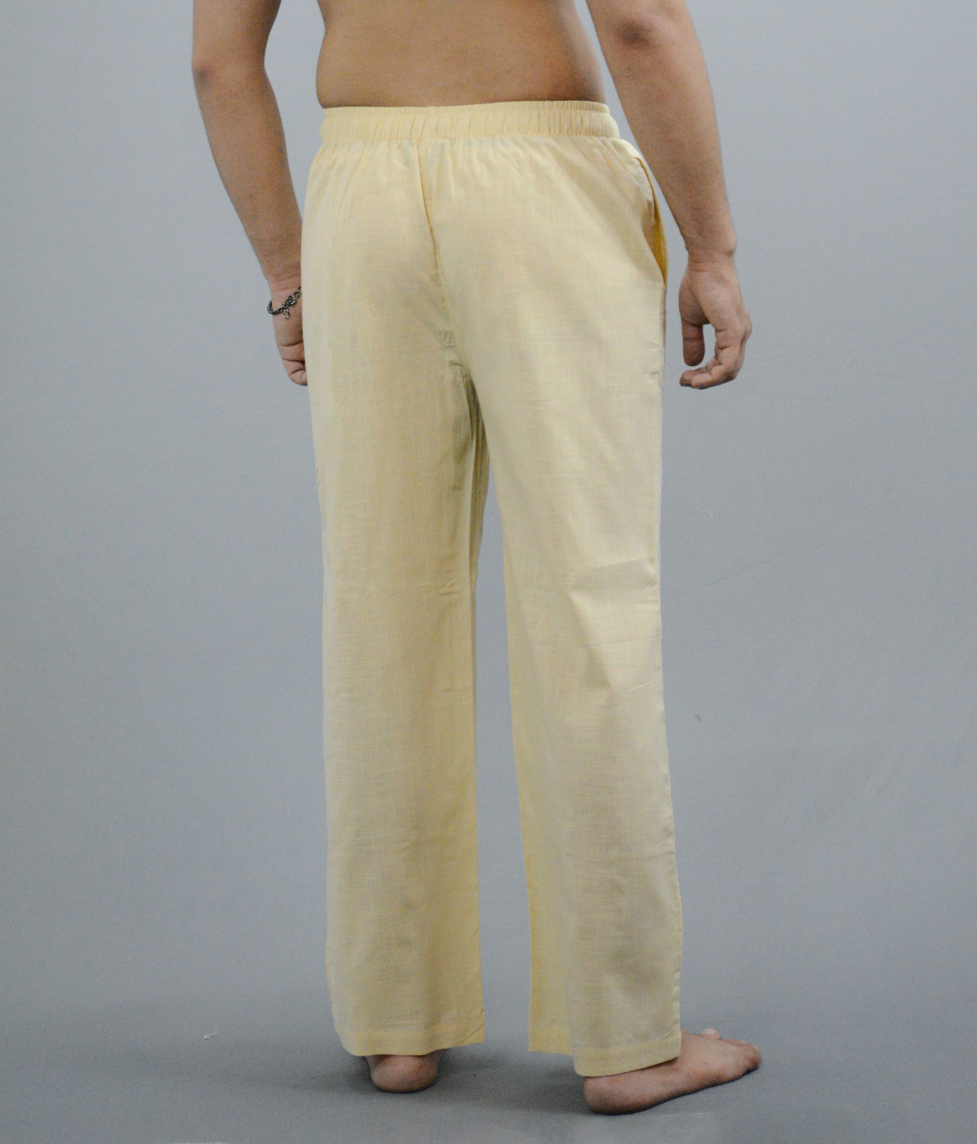 Fabmade Navy Blue & Beige Combo Men Linen Pajama - Distacart
