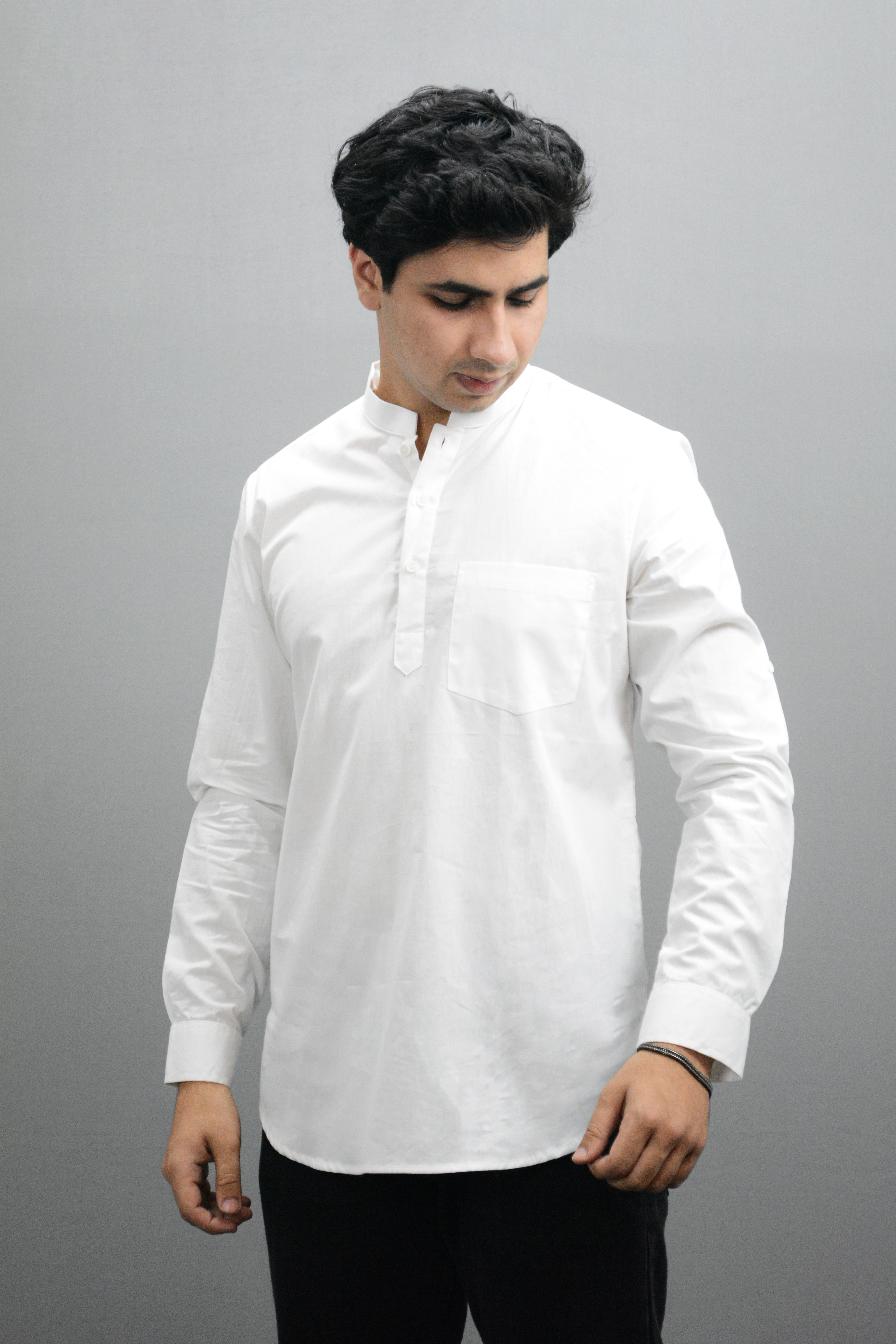 Fabmade Men White Pure Cotton Short Kurta - Distacart