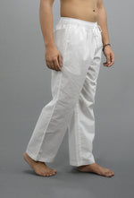 Thumbnail for Fabmade White Black Combo Men Linen Pajama - Distacart