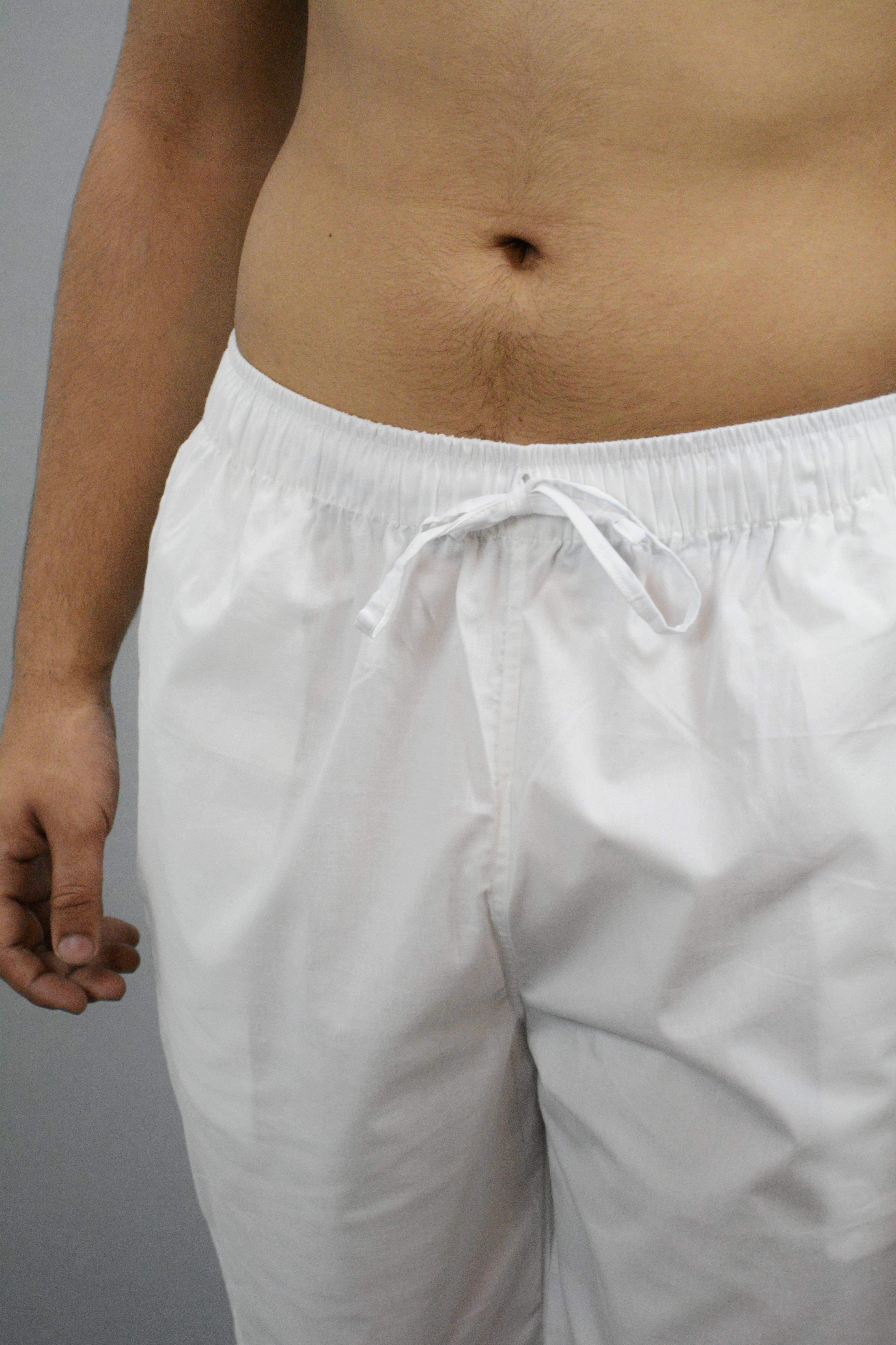 Fabmade White & Beige Combo Linen Pajama - Distacart