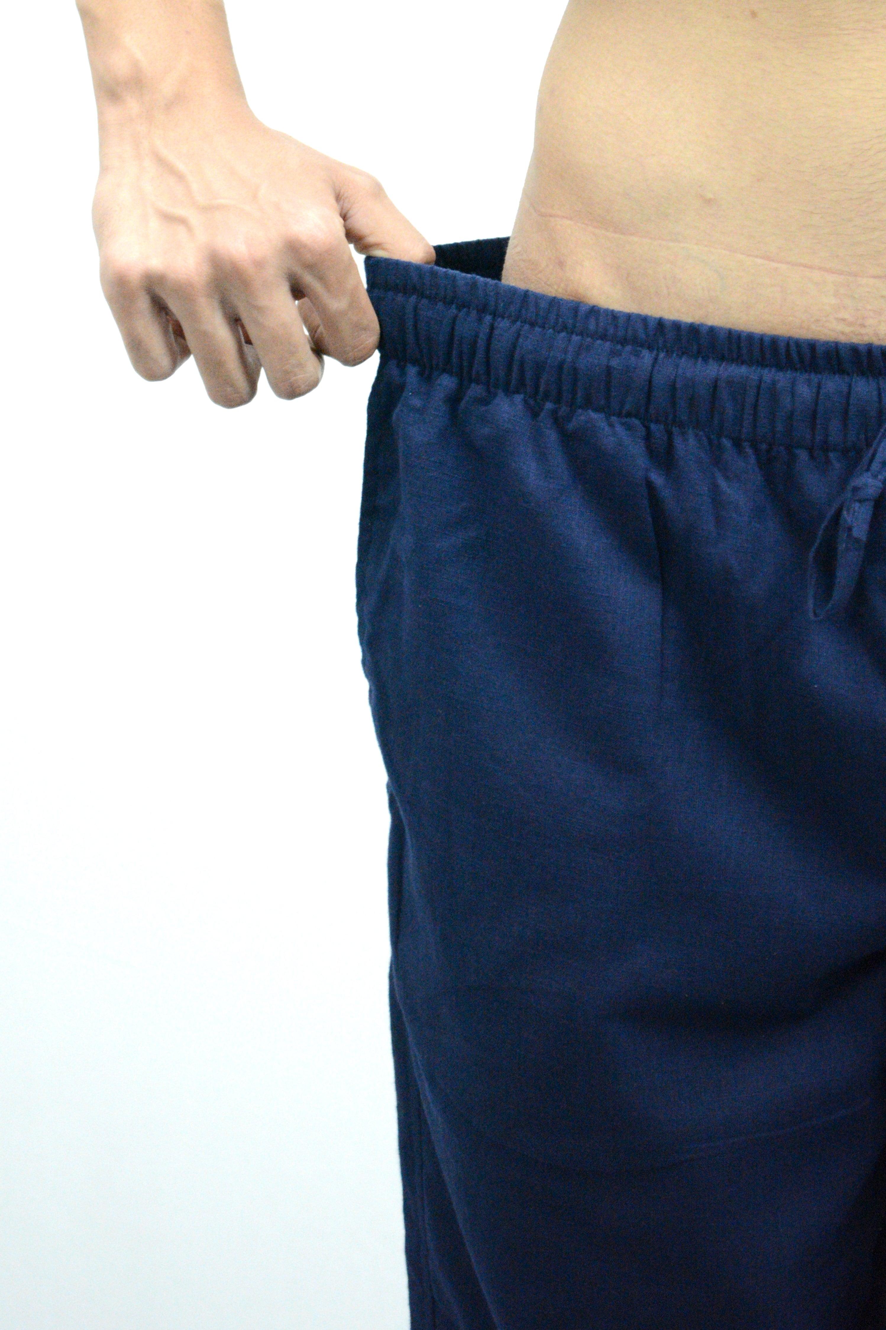 Fabmade Navy Blue & Beige Combo Men Linen Pajama - Distacart