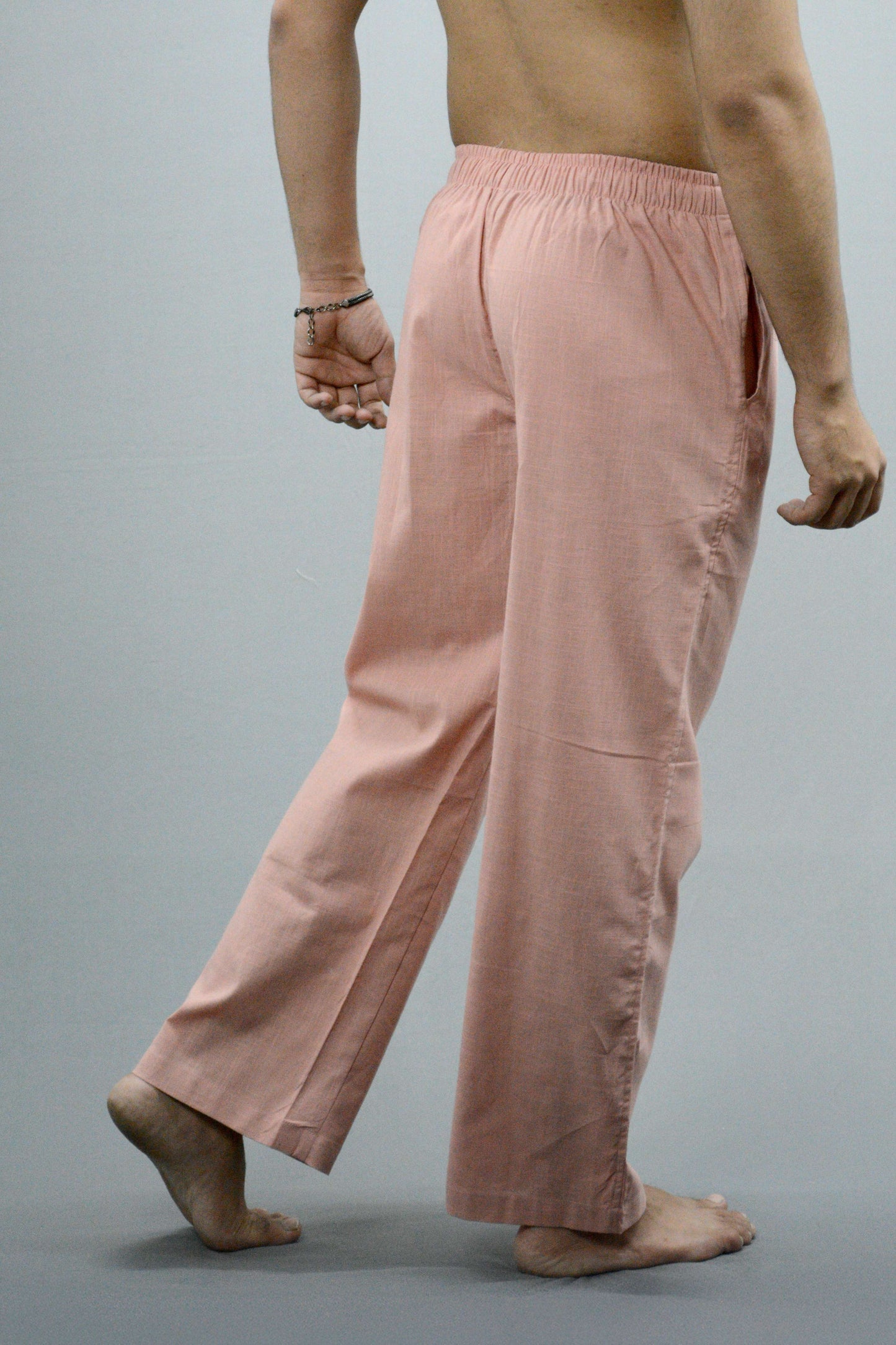 Fabmade Peach & Black Combo Linen Pajama - Distacart