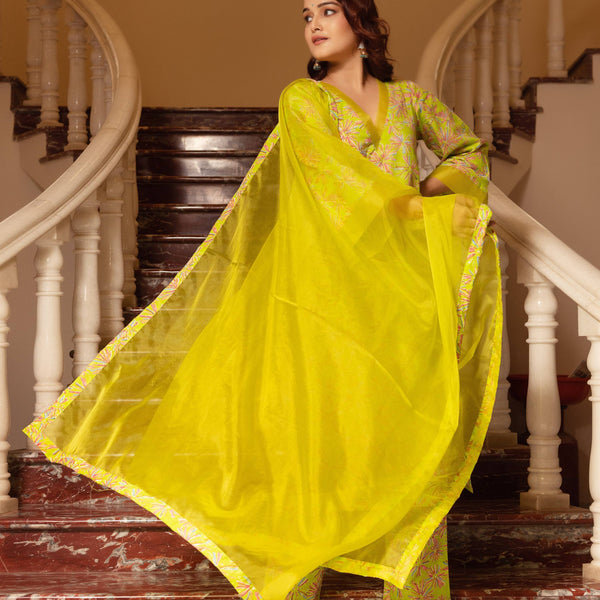 Pomcha Jaipur Kapas Green Suit Set - Distacart
