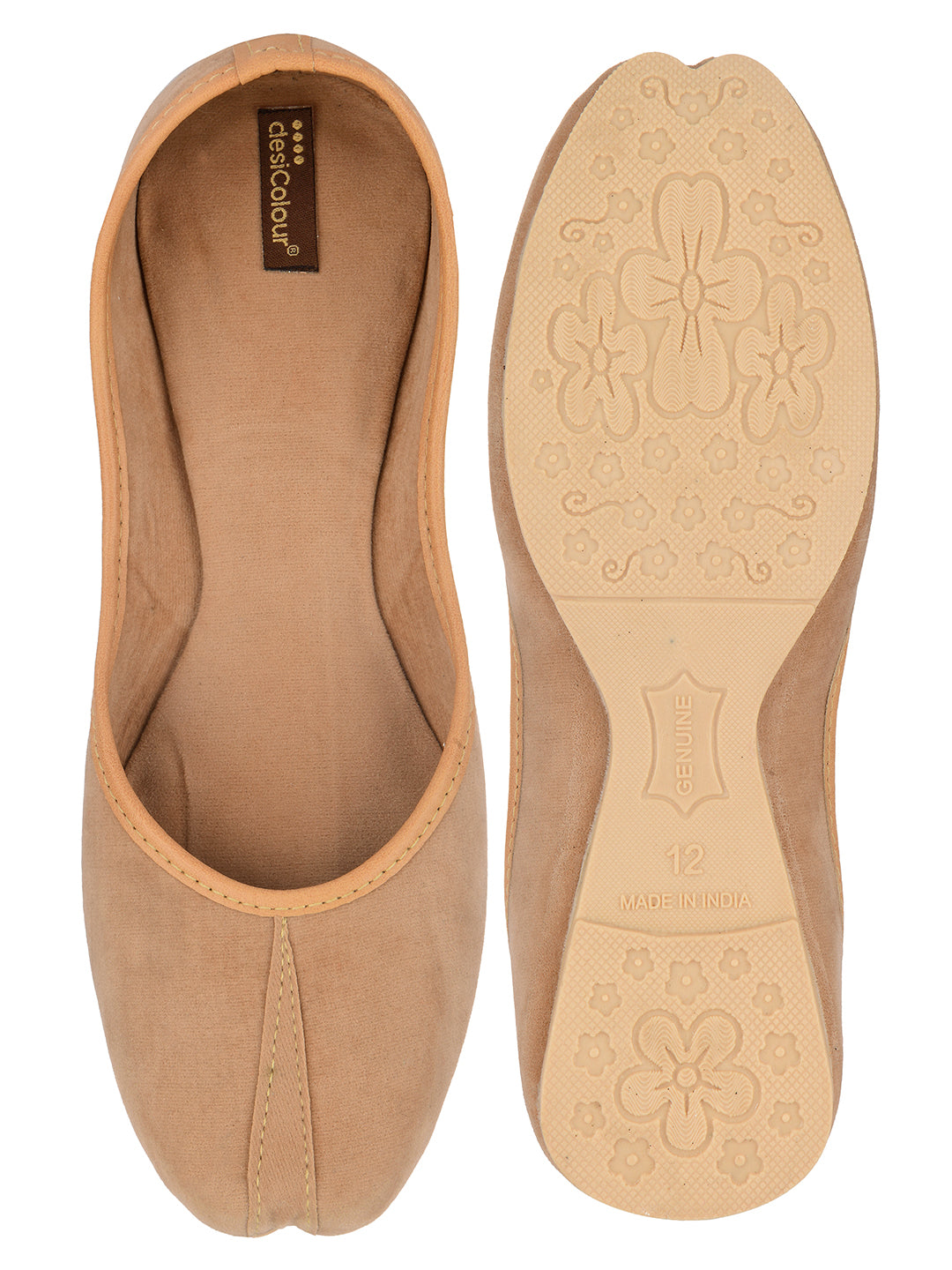 Desi Colour Women Indian Ethnic Footwear-Basic Suede -Beige - Distacart