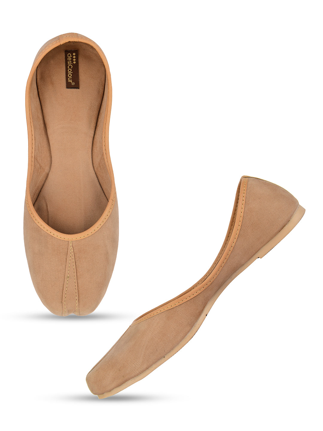 Desi Colour Women Indian Ethnic Footwear-Basic Suede -Beige - Distacart
