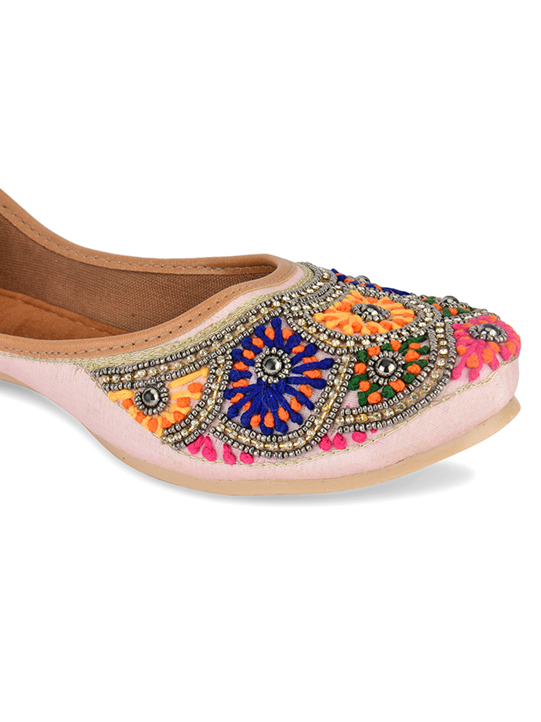 Desi Colour Women Indian Ethnic Footwear-Pink Multi Colour - Distacart