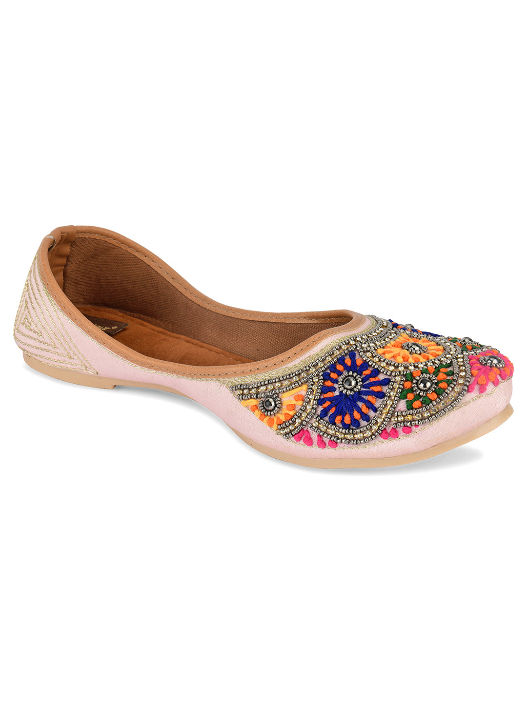 Desi Colour Women Indian Ethnic Footwear-Pink Multi Colour - Distacart