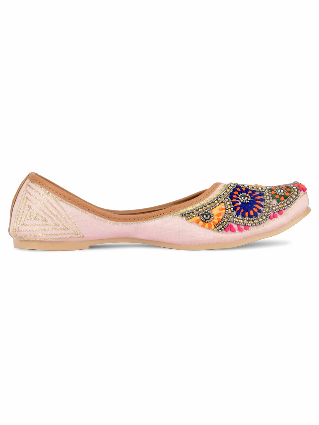 Desi Colour Women Indian Ethnic Footwear-Pink Multi Colour - Distacart