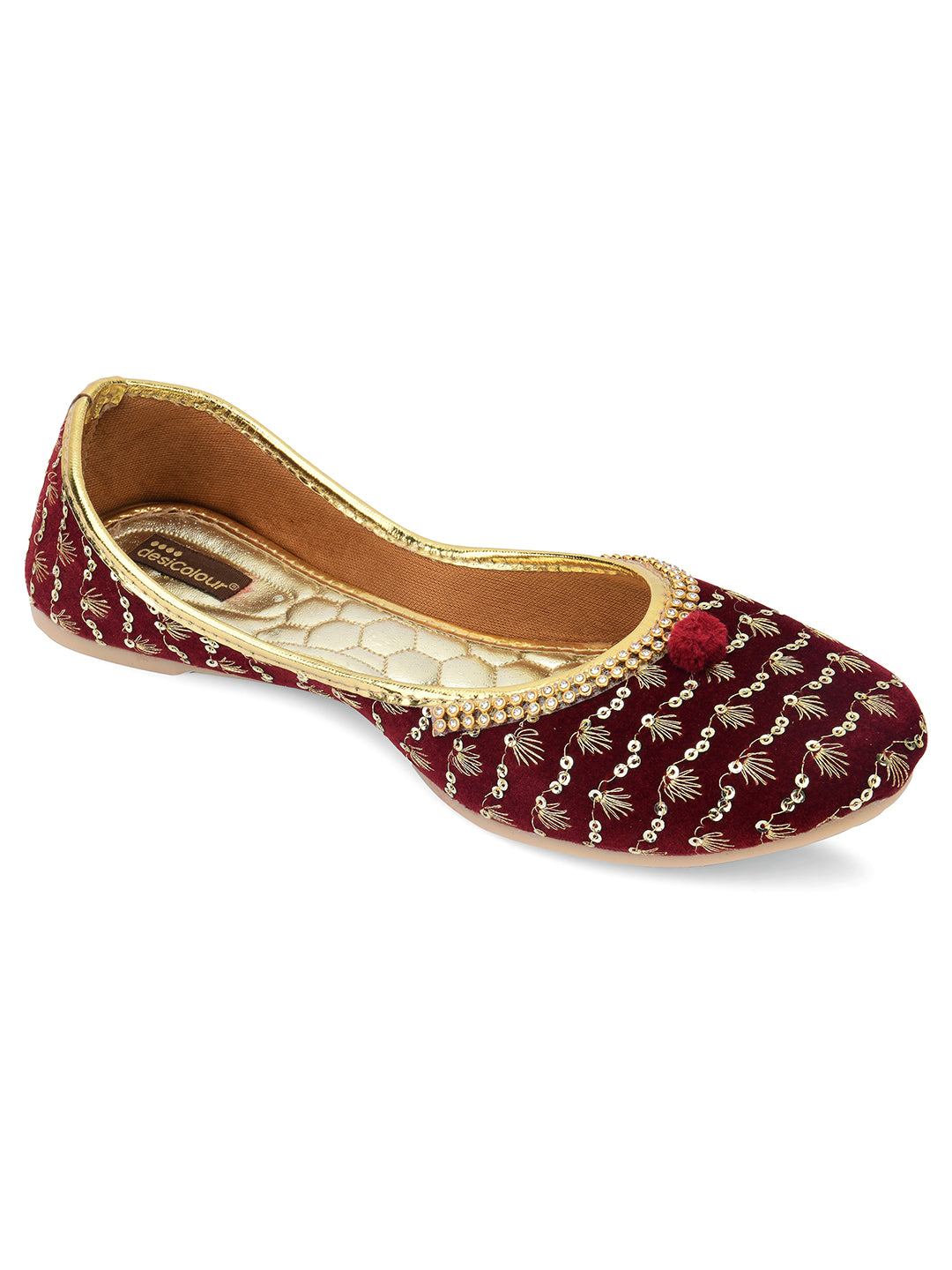 Desi Colour Women Indian Ethnic Footwear-Maroon Star - Distacart