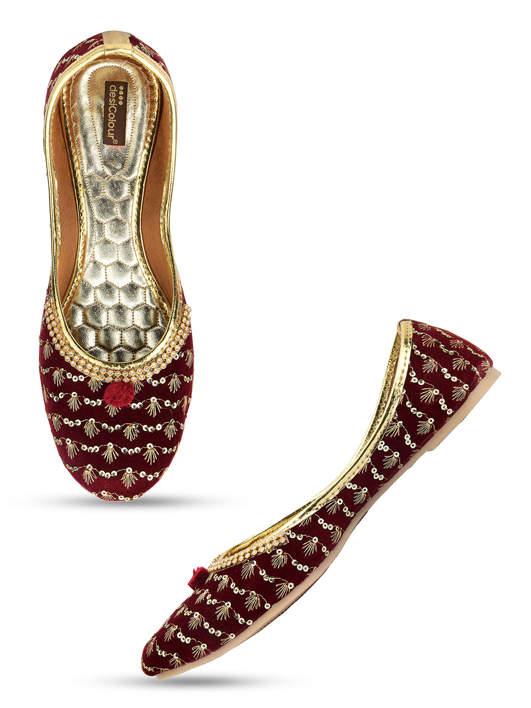Desi Colour Women Indian Ethnic Footwear-Maroon Star - Distacart