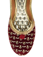 Thumbnail for Desi Colour Women Indian Ethnic Footwear-Maroon Star - Distacart