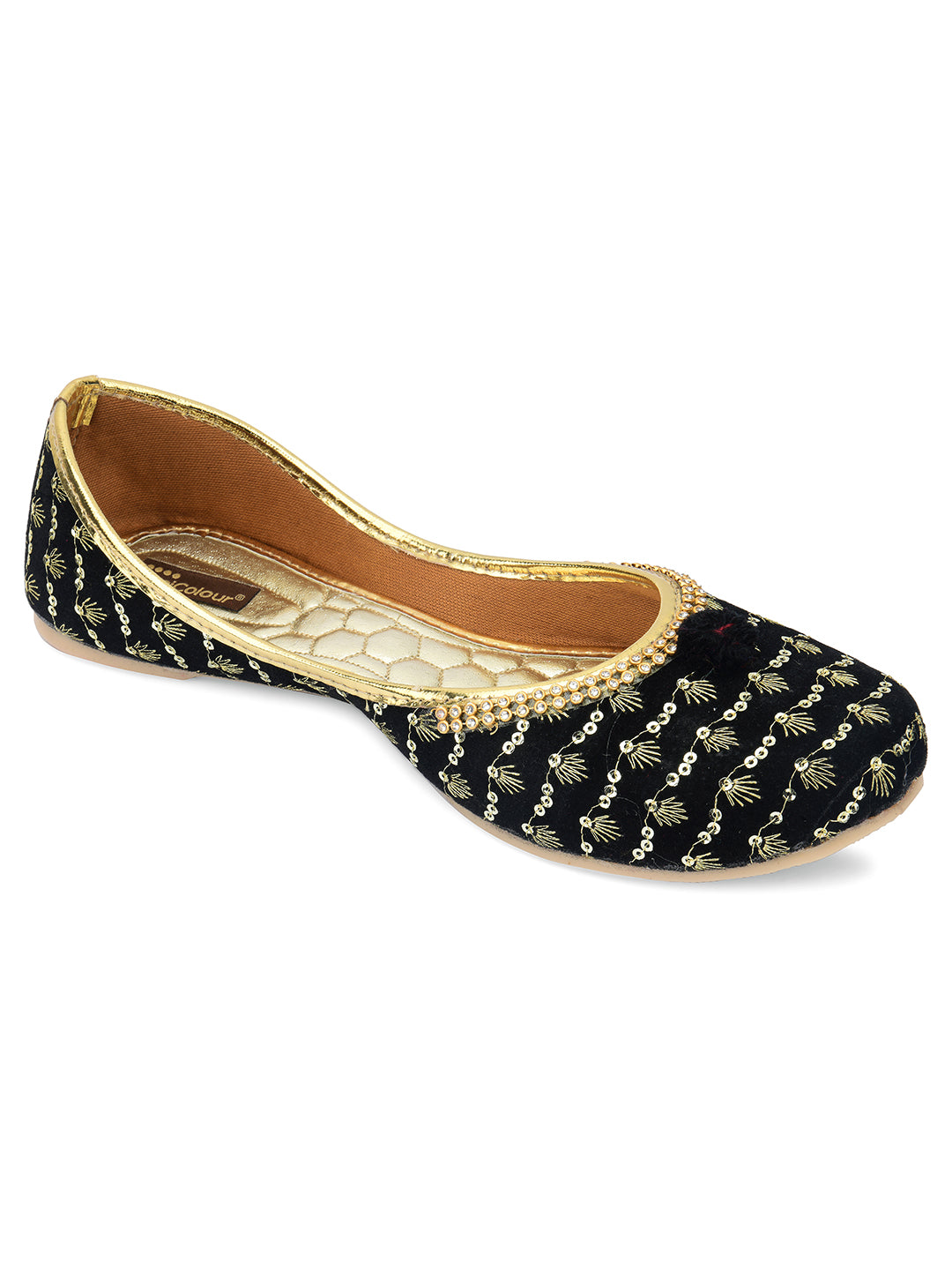 Desi Colour Women Indian Ethnic Footwear-Black Star - Distacart