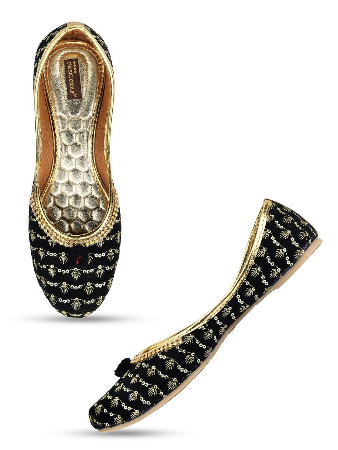 Desi Colour Women Indian Ethnic Footwear-Black Star - Distacart