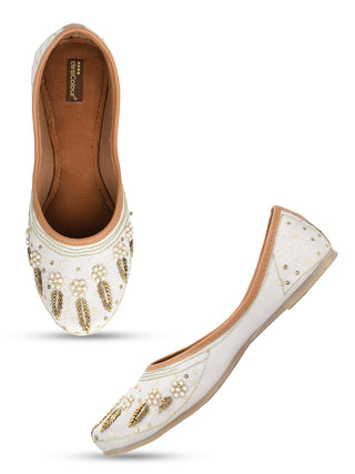 Desi Colour Women Indian Ethnic Footwear-Off white Dabka - Distacart