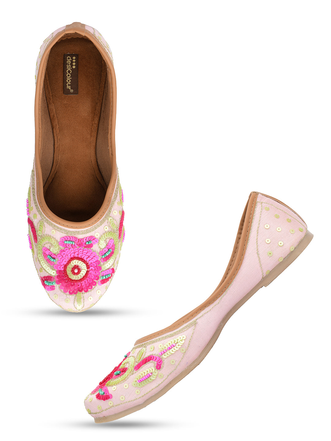 Desi Colour Women Indian Ethnic Footwear-Pink Multi - Distacart