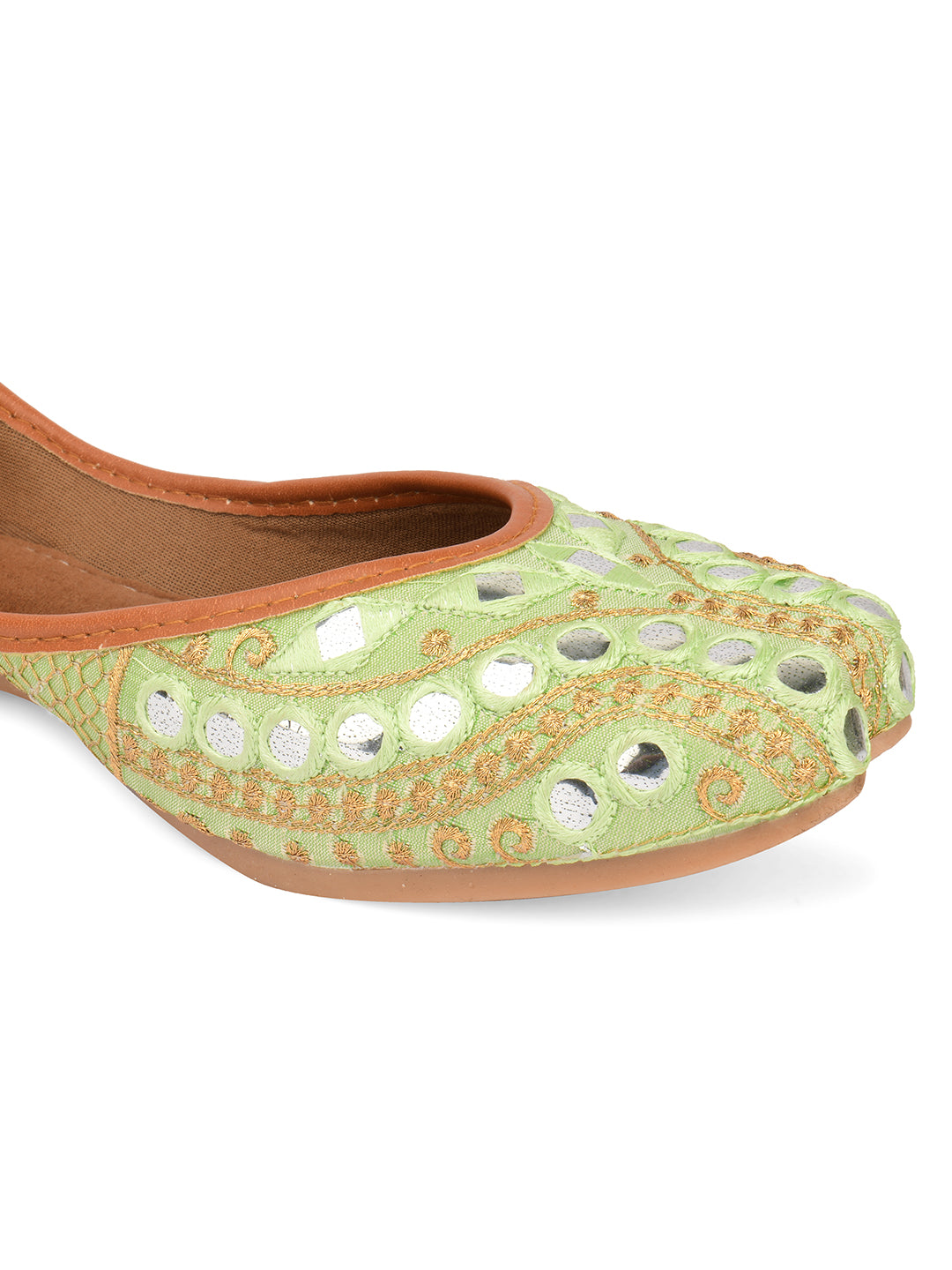 Desi Colour Women Indian Ethnic Footwear-Sea Green Embroidery - Distacart