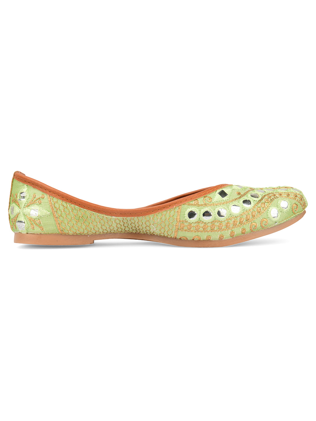 Desi Colour Women Indian Ethnic Footwear-Sea Green Embroidery - Distacart