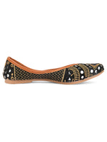Thumbnail for Desi Colour Women Indian Ethnic Footwear-Mini Dabka-Black Mirror - Distacart