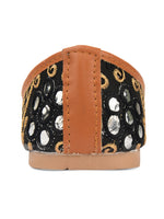 Thumbnail for Desi Colour Women Indian Ethnic Footwear-Mini Dabka-Black Mirror - Distacart