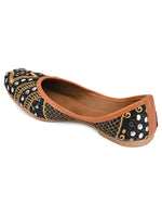Thumbnail for Desi Colour Women Indian Ethnic Footwear-Mini Dabka-Black Mirror - Distacart