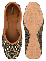 Thumbnail for Desi Colour Women Indian Ethnic Footwear-Mini Dabka-Black Mirror - Distacart