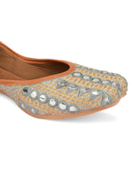 Thumbnail for Desi Colour Women Indian Ethnic Footwear-Mini Dabka-Grey Mirror Lines - Distacart