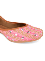 Thumbnail for Desi Colour Women Indian Ethnic Footwear-Mini Dabka-Pink Mirror Lines - Distacart
