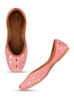 Thumbnail for Desi Colour Women Indian Ethnic Footwear-Mini Dabka-Pink Mirror Lines - Distacart