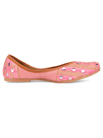 Thumbnail for Desi Colour Women Indian Ethnic Footwear-Mini Dabka-Pink Mirror Lines - Distacart