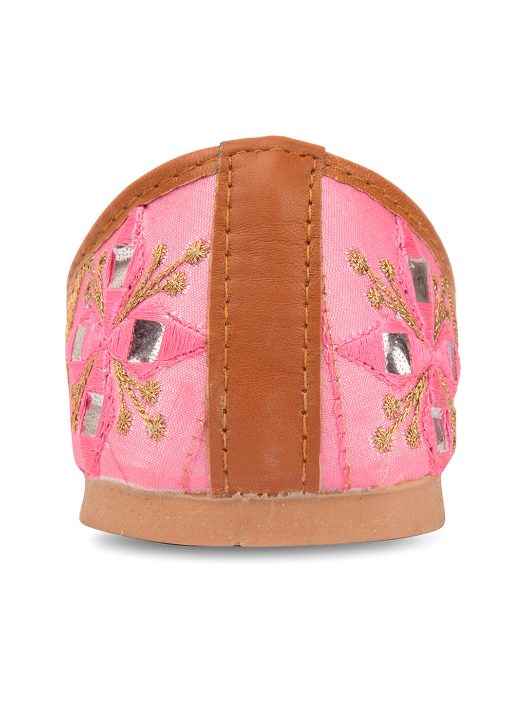 Desi Colour Women Indian Ethnic Footwear-Mini Dabka-Pink Mirror Lines - Distacart