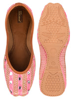 Thumbnail for Desi Colour Women Indian Ethnic Footwear-Mini Dabka-Pink Mirror Lines - Distacart