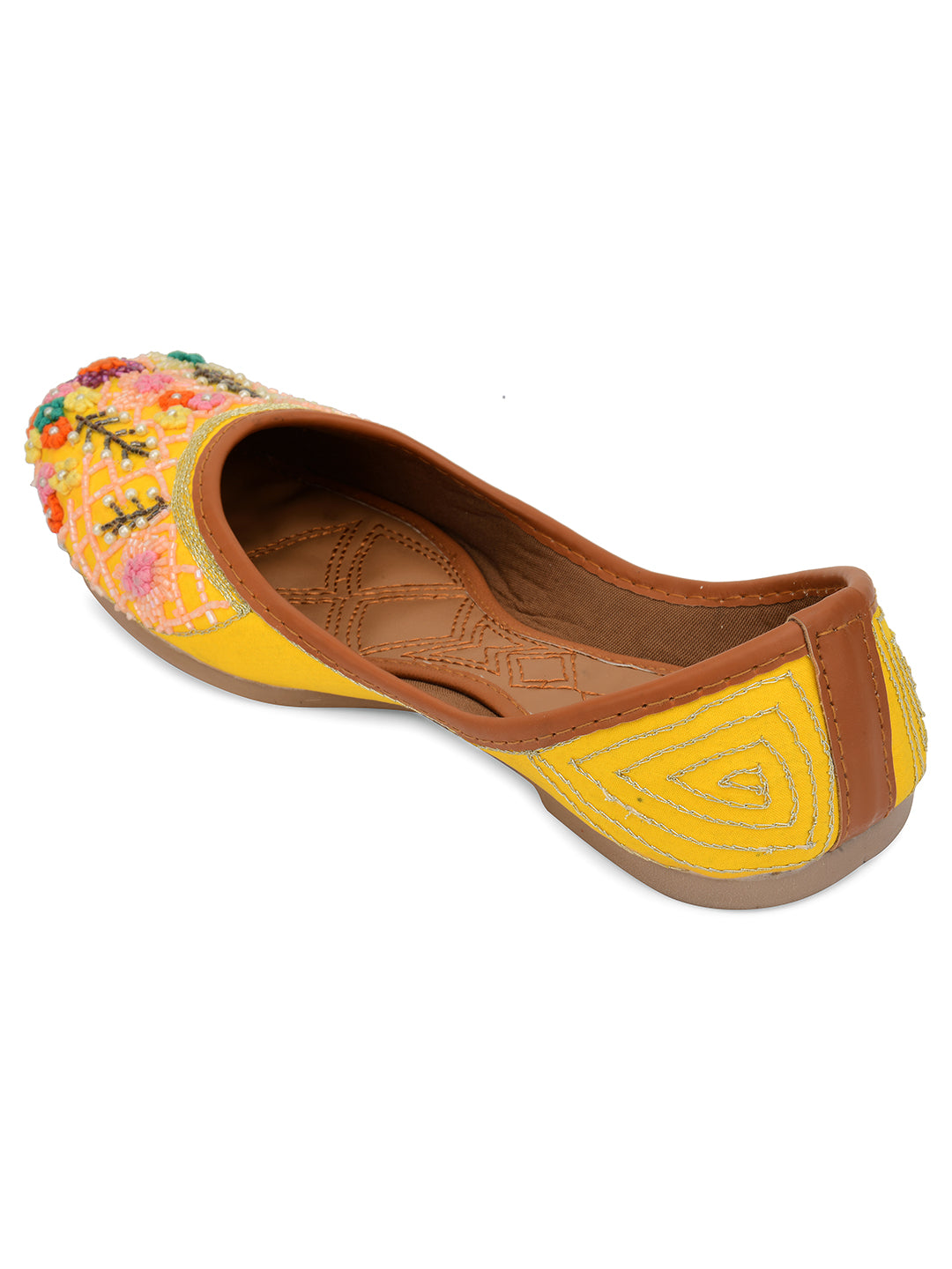 Desi Colour Women Indian Ethnic Footwear-Yellow Emb