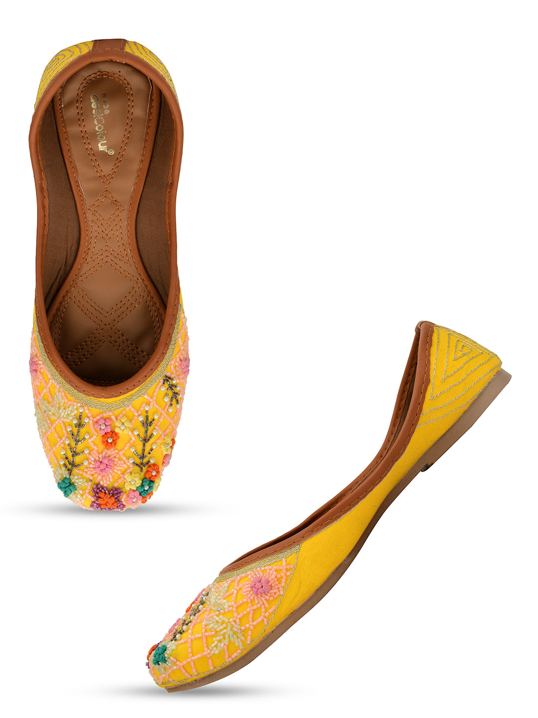 Desi Colour Women Indian Ethnic Footwear-Yellow Emb - Distacart