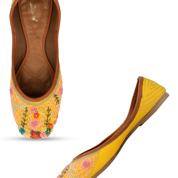 Desi Colour Women Indian Ethnic Footwear-Yellow Emb - Distacart