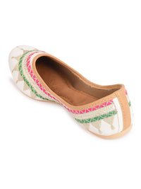 Thumbnail for Desi Colour Women Indian Ethnic Footwear-White Zari Work