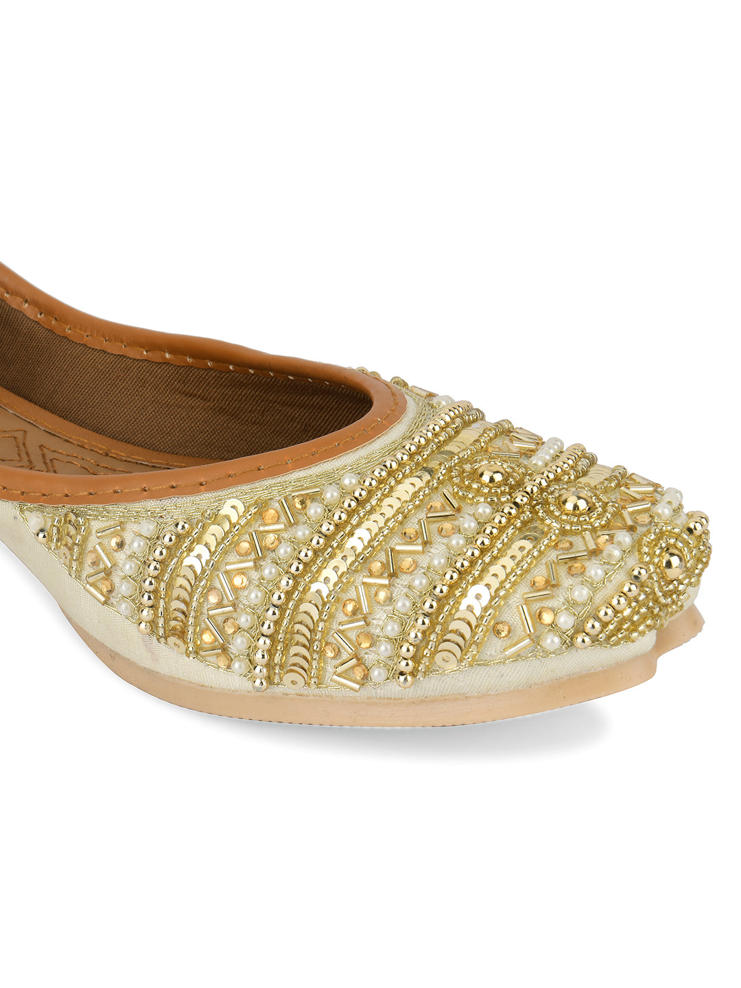 Desi Colour Women Indian Ethnic Footwear-Gold Lines Dabka - Distacart
