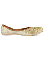 Thumbnail for Desi Colour Women Indian Ethnic Footwear-Gold Lines Dabka - Distacart