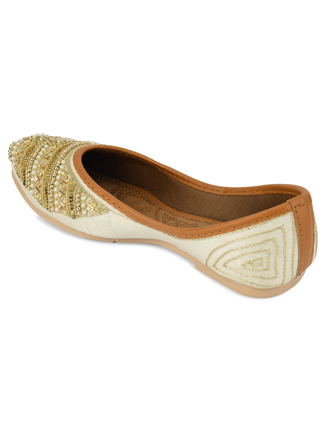 Desi Colour Women Indian Ethnic Footwear-Gold Lines Dabka - Distacart