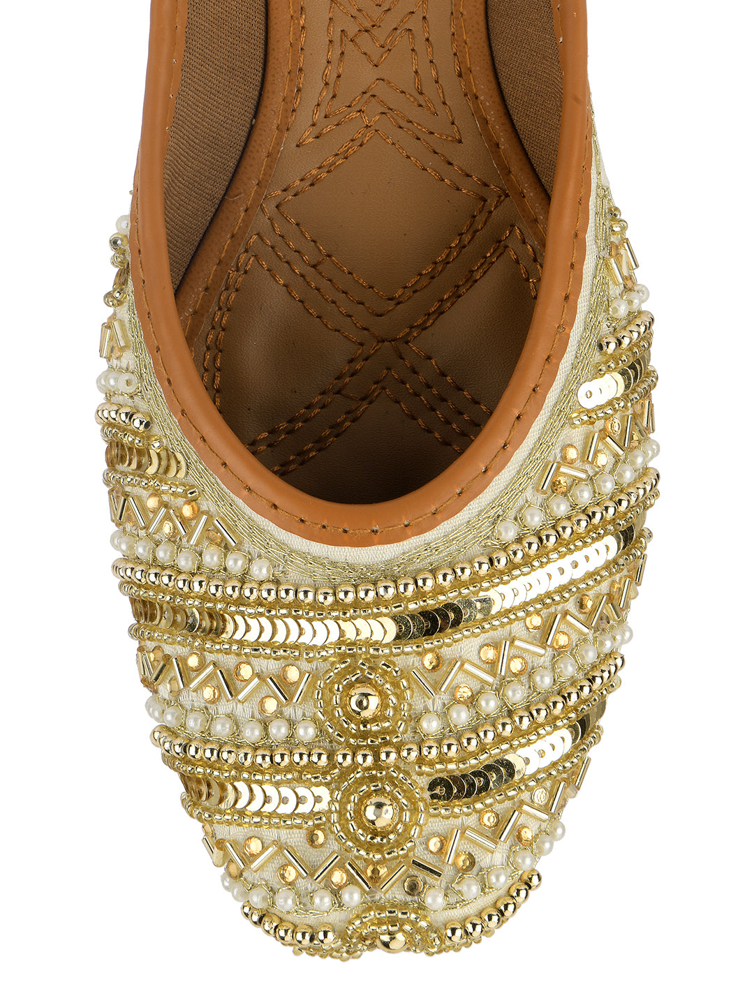 Desi Colour Women Indian Ethnic Footwear-Gold Lines Dabka - Distacart