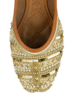 Thumbnail for Desi Colour Women Indian Ethnic Footwear-Gold Lines Dabka - Distacart
